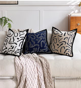 LuxeStripe Schwarz-Weiß Chenille Kissenbezug