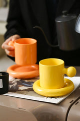 LuxeAura Keramische Kaffeetasse mit Untersetzer