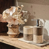 Luxus Marmor-Leoparden Badezimmerkollektion – Keramik Lotionflasche, Mundspülbecher, Seifenspender & Ablage-Set