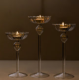 StriatoÉlite Luxuriöser Glas-Kerzenhalter auf Fuß