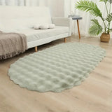 Luxus Ovaler Faux-Kaninchenfell Teppich – Extra Plüschiger Bubble-Velvet Teppich für Wohnzimmer & Schlafzimmer
