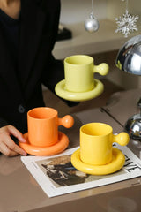 LuxeAura Keramische Kaffeetasse mit Untersetzer