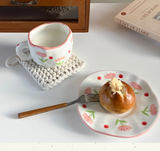 NordicSky handgeformte Keramik-Kaffeetasse & Untertasse