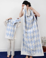 Luxuriöses Gewebtes Baumwollhandtuch – Gestreifte Geometrische Rauten, Absorbierendes Gesichts