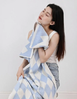 Luxuriöses Gewebtes Baumwollhandtuch – Gestreifte Geometrische Rauten, Absorbierendes Gesichts