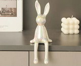 LuxeCeram Langohren-Kaninchen – Keramische Sitzfigur für Exklusive Wohnraumdekoration